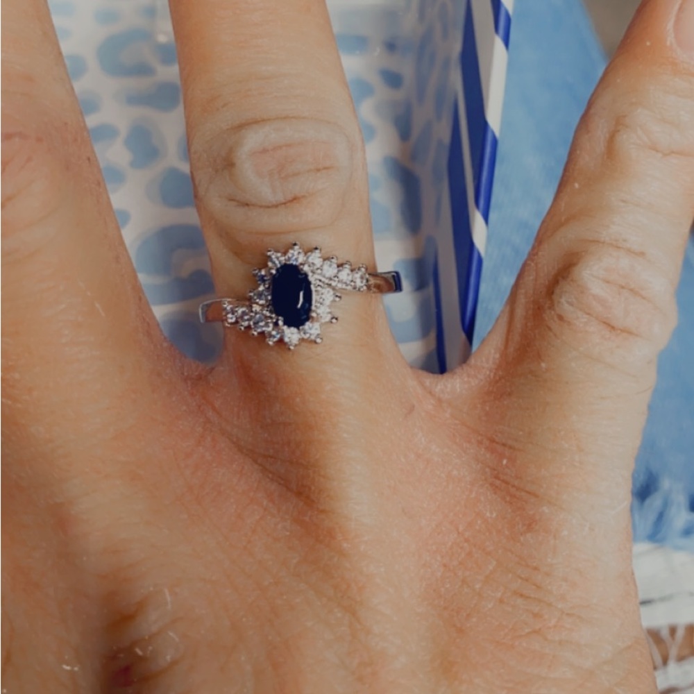 925 Sterling Silver Black Sapphire ring